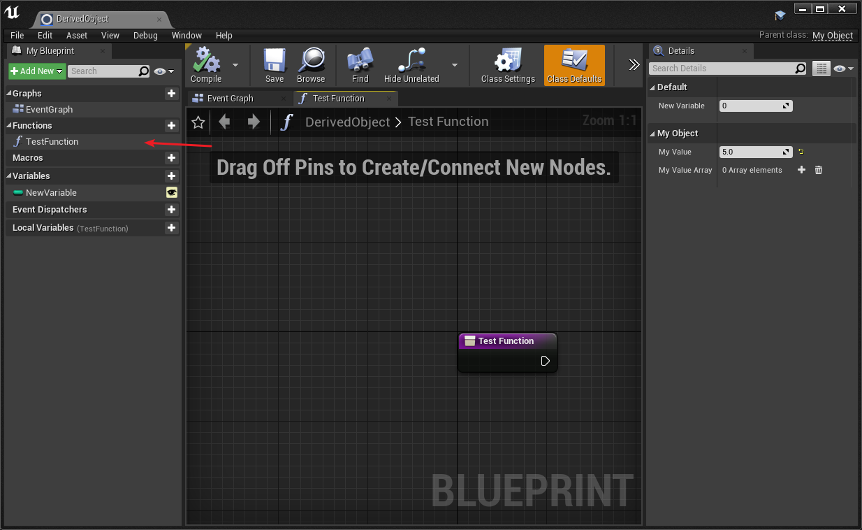 DerivedObject on blueprint editor with added members